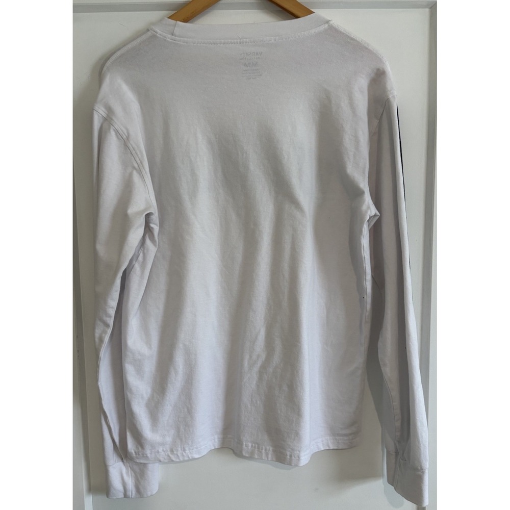University of Waterloo Long Sleeve Shirt MED White Varsity Tape Sleeve Graphic - Picture 2 of 6